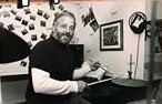 Stevie at his desk during a lesson